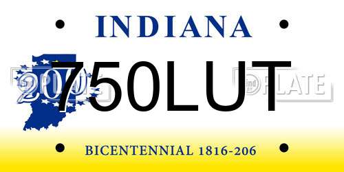 750LUT Indiana License Plate