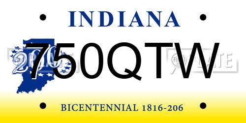 750QTW Indiana License Plate