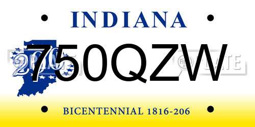 750QZW Indiana License Plate