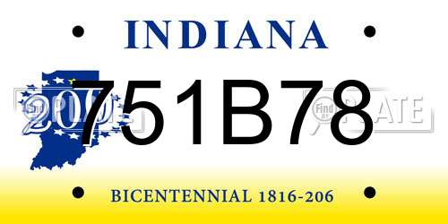 751B78 Indiana License Plate