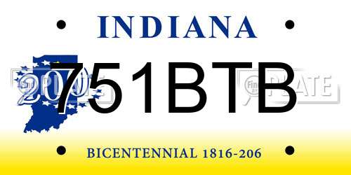 751BTB Indiana License Plate