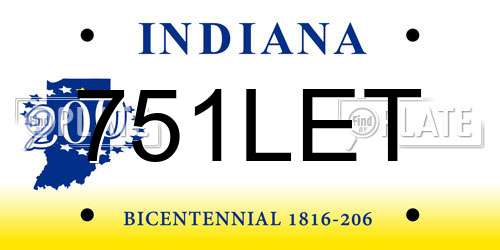 751LET Indiana License Plate