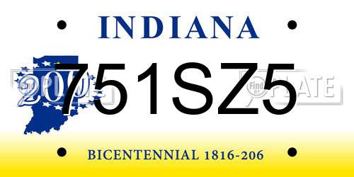 751SZ5 Indiana License Plate