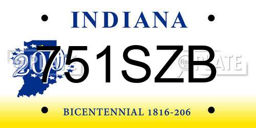 751SZB Indiana License Plate
