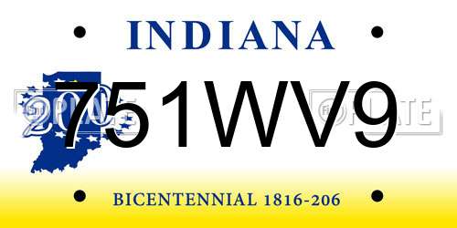 751WV9 Indiana License Plate