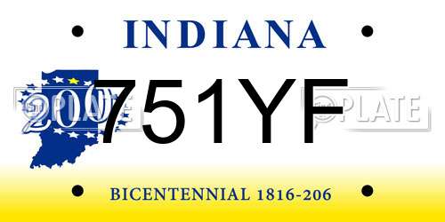 751YF Indiana License Plate