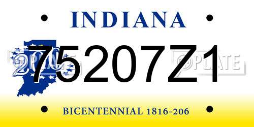 75207Z1 Indiana License Plate