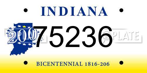 75236 Indiana License Plate