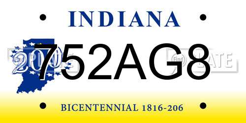 752AG8 Indiana License Plate