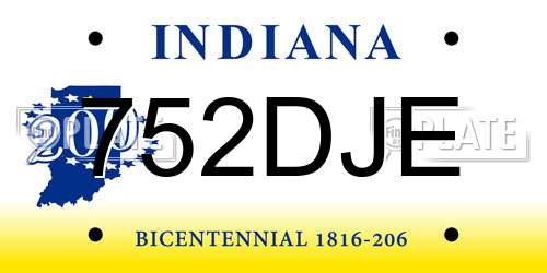 752DJE Indiana License Plate