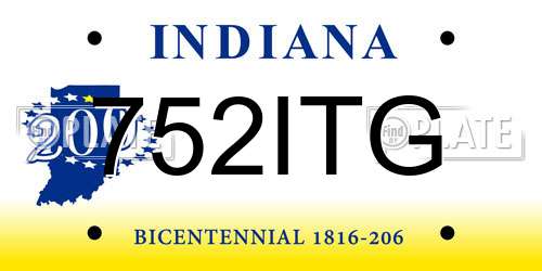 752ITG Indiana License Plate