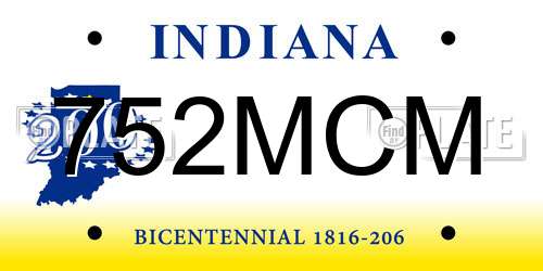 752MCM Indiana License Plate