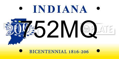 752MQ Indiana License Plate
