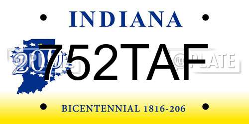 752TAF Indiana License Plate