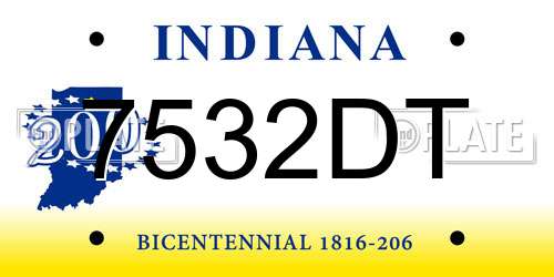 7532DT Indiana License Plate