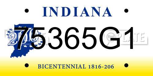 75365G1 Indiana License Plate