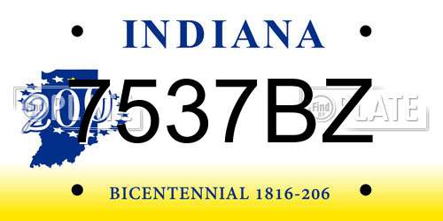 7537BZ Indiana License Plate