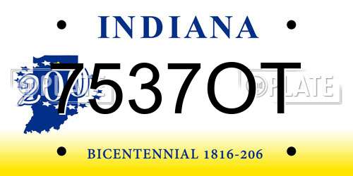7537OT Indiana License Plate