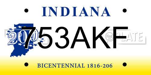 753AKF Indiana License Plate