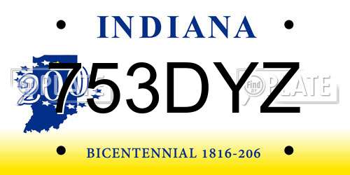 753DYZ Indiana License Plate