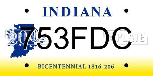 753FDC Indiana License Plate