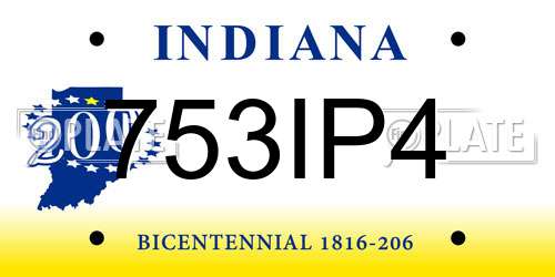 753IP4 Indiana License Plate