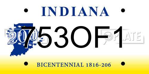 753OF1 Indiana License Plate
