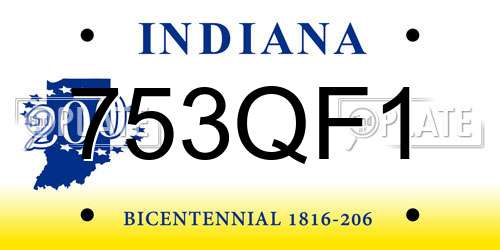 753QF1 Indiana License Plate