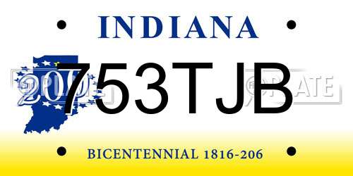 753TJB Indiana License Plate
