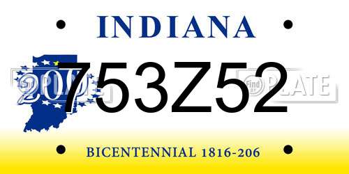 753Z52 Indiana License Plate