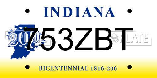 753ZBT Indiana License Plate