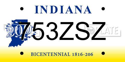 753ZSZ Indiana License Plate