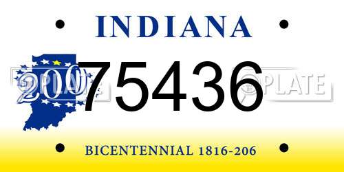 75436 Indiana License Plate