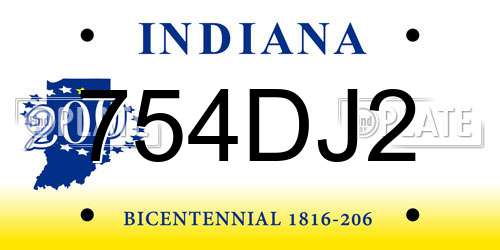 754DJ2 Indiana License Plate