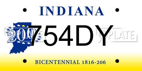 754DY Indiana License Plate