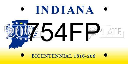 754FP Indiana License Plate