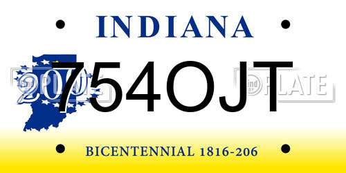 754OJT Indiana License Plate