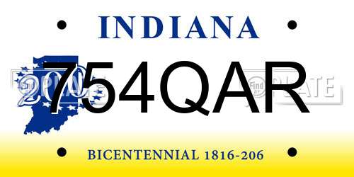 754QAR Indiana License Plate