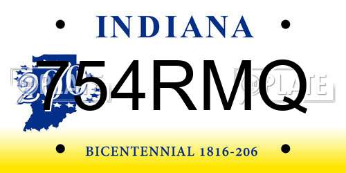 754RMQ Indiana License Plate