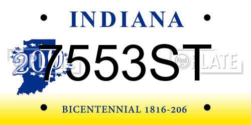 7553ST Indiana License Plate