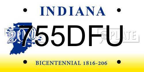 755DFU Indiana License Plate