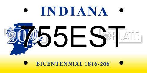 755EST Indiana License Plate