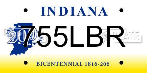 755LBR Indiana License Plate