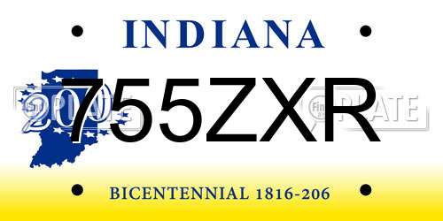 755ZXR Indiana License Plate