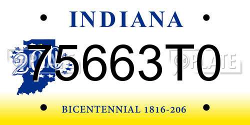 75663T0 Indiana License Plate