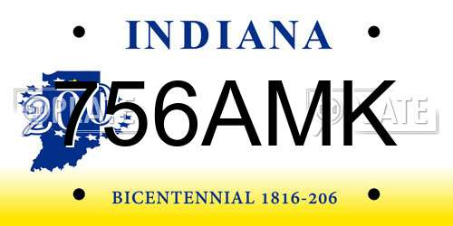 756AMK Indiana License Plate