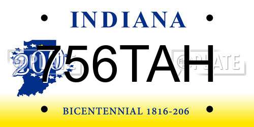 756TAH Indiana License Plate