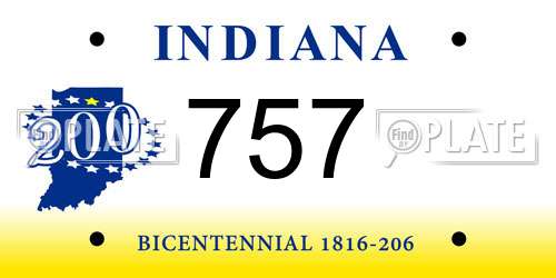 757 Indiana License Plate