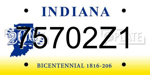 75702Z1 Indiana License Plate
