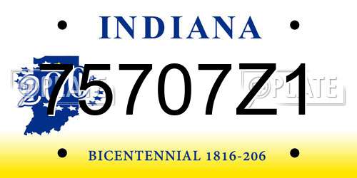 75707Z1 Indiana License Plate